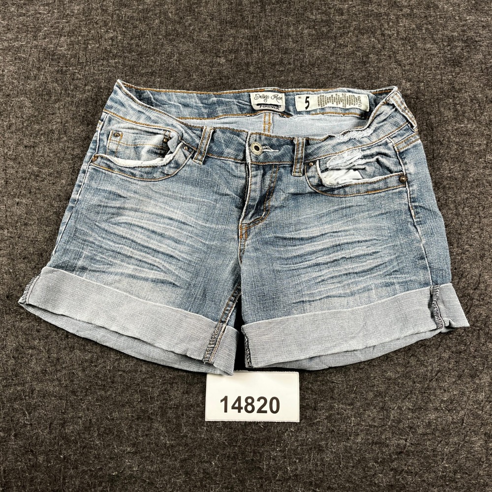 Indigo Rein Forever Boyfriend Shorts Womens 5 Blue Denim Cotton Stretch Cuffed